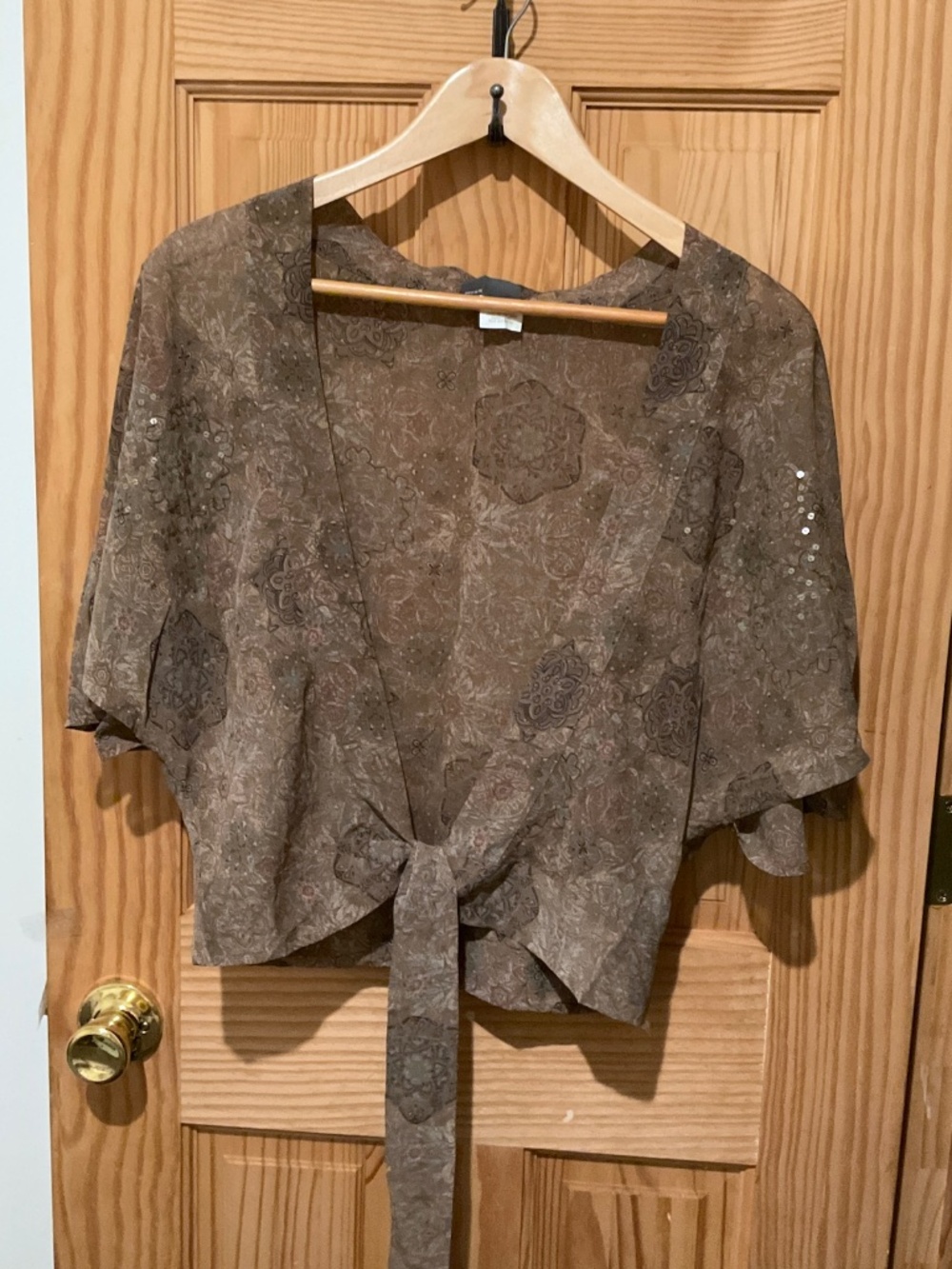 Mexx sheer short sleeves boho topper brown size 10